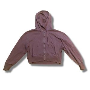 Purple Full-Zip Cropped Hoodie M